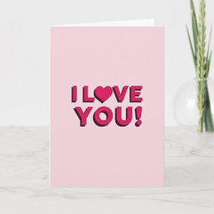 Roze Ik Hou Van Jou Schaduwkaart Kaart