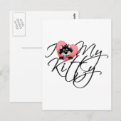 Roze Ik hou van mijn Kat Tshirts en geschenken Briefkaart (Voorkant / Achterkant)