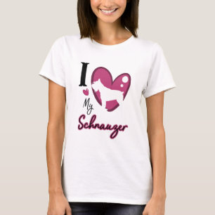 Roze Ik hou van mijn schnauzer T-shirt