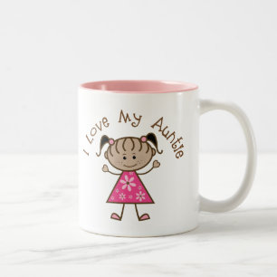 Roze ik hou van mijn tante Gift Tweekleurige Koffiemok