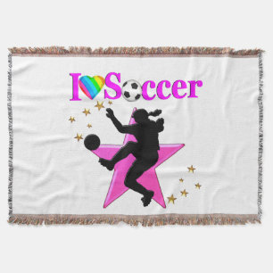 ROZE IK HOU VAN VOETBALDESIGN DEKEN