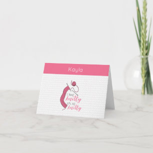Roze, ik voel me knitty. notitiekaartje