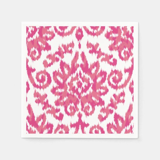 Roze Ikat Boho grillig Etnisch Girly Wit & Roze Servetten (Voorkant)