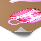Roze  illustratie van de theepot poster (Hoek)