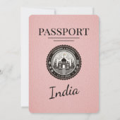 Roze India Paspoort bruiloft uitnodiging (Achterkant)