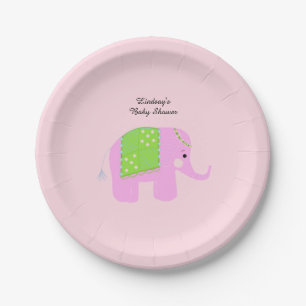 Roze Indische Olifant Baby Shower Papieren Bordje