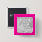Roze ingelijste vierkante foto Button (Voorkant /achterkant)