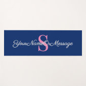 Roze Initiaal, elegante scripttekst, Royal Blue Yogamat (Voorkant (horizontaal))