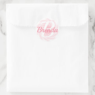 Roze Initiaal Letter Aangepaste naam Ronde Sticker