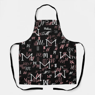 roze initiaal M (aangepast) mooi patroon zwart Schort