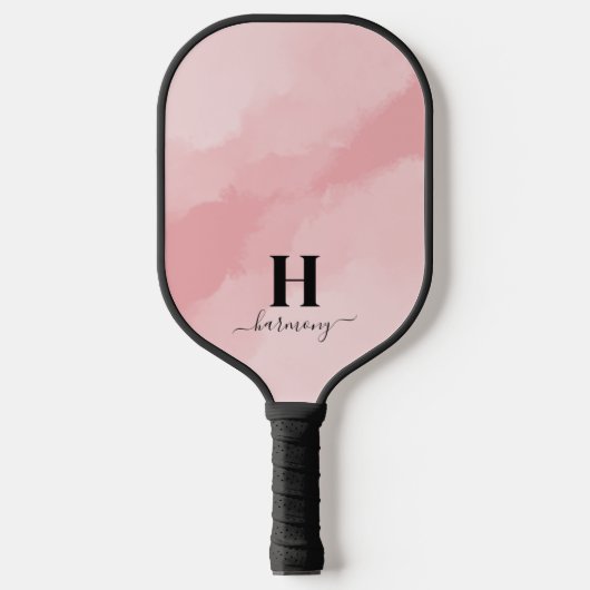 Roze Initiaal Monogram Pickleball Paddle (Voorkant)