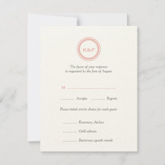 Roze initialen bruiloft RSVP-reactiekaart RSVP Kaartje