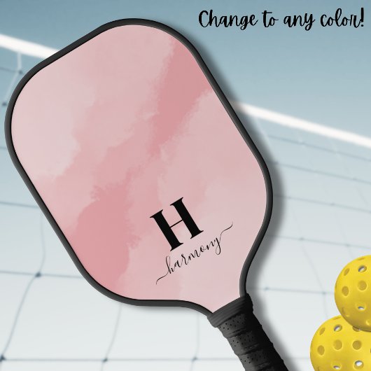 Roze Initiële Monogram Pickleball Paddle