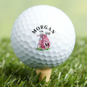 Roze initiële naammonogram golfballen