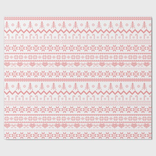 Roze inkt Sweater Pattern-kerstkrappelpapier Cadeaupapier (Vlak)