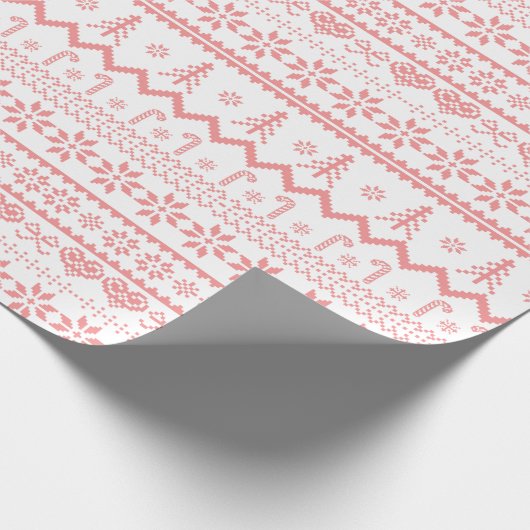 Roze inkt Sweater Pattern-kerstkrappelpapier Cadeaupapier (Hoek)