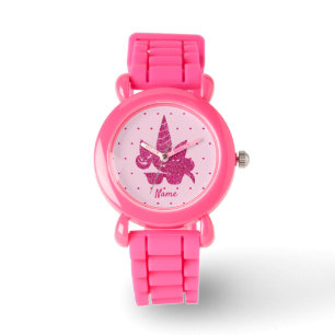 Roze inktapper met een schattige zonnebril horloge