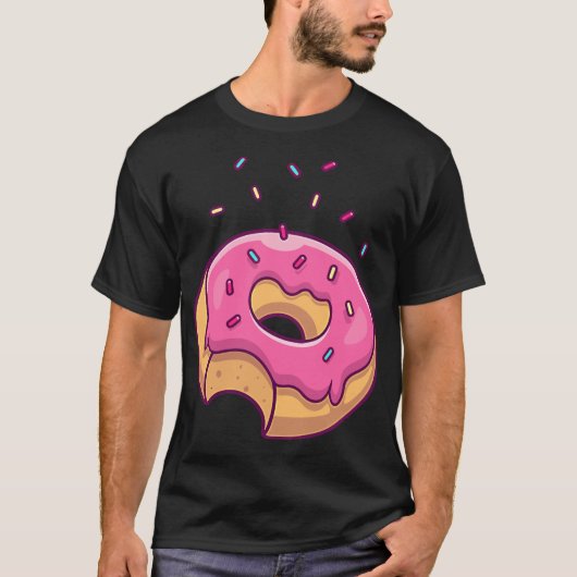 Roze inktprinkle Donut Pocket Doughnut Lovers T-shirt (Voorkant)