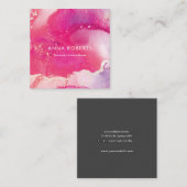 Roze Inky vierkant visitekaartje (Voorkant / Achterkant)