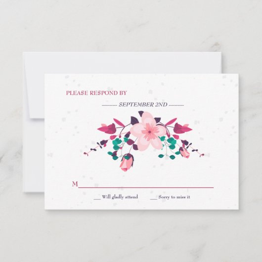 Roze inspiratie Floral RSVP (Voorkant)