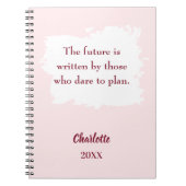 Roze inspirerende quote doelen notitieboek (Voorkant)
