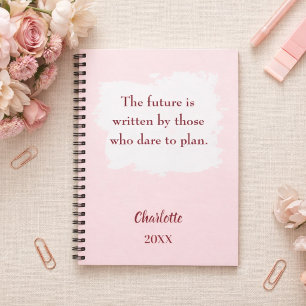 Roze inspirerende quote doelen notitieboek