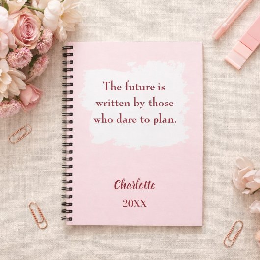 Roze inspirerende quote doelen notitieboek
