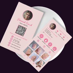 Roze Instagram Stijl QR Code Nail Artist Visitekaartje
