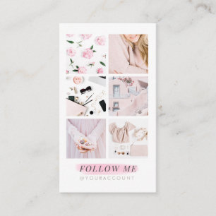 Roze installagram Foto Collage Volg me Visitekaartje