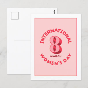 Roze Internationale Vrouwendag 8 maart Briefkaart