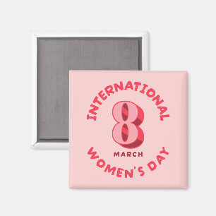 Roze Internationale Vrouwendag 8 maart Magneet