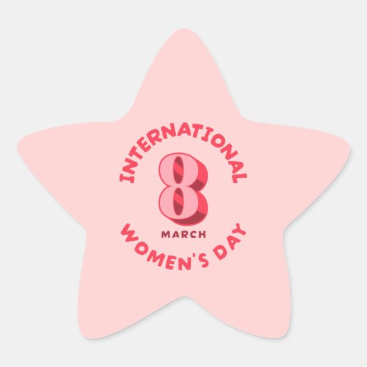 Roze Internationale Vrouwendag 8 maart Ster Sticker (Voorkant)