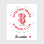 Roze Internationale Vrouwendag 8 maart Sticker (Vel)