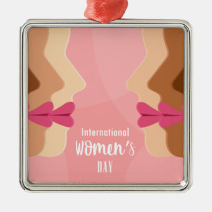 roze internationale vrouwendag metalen ornament