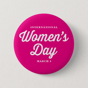 Roze internationale vrouwendag Typografie I Ronde Button 5,7 Cm