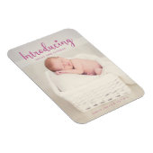 Roze Introductie Script Elegant Baby Girl Newborn Magneet (Rechterzijde)