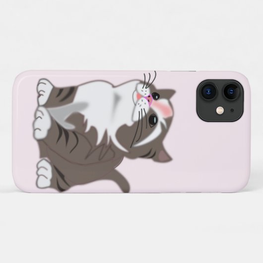 Roze iPhone Case met Baby Cat -  (Achterkant (horizontaal))