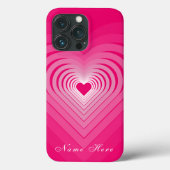 Roze iPhone Case met harten en aangepaste naam (Achterkant)