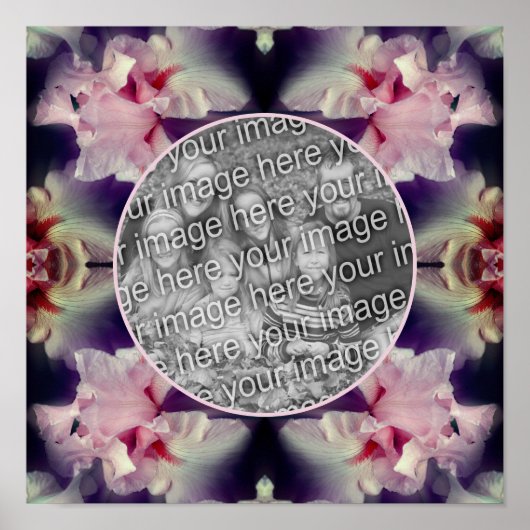 Roze Iris Flower Lijst Creëer Uw eigen foto Poster (Voorkant)