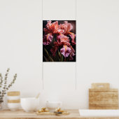 Roze Iris Flowers Art Print Poster (Keuken)