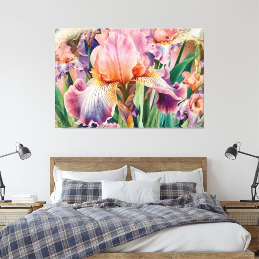 *~* Roze IRIS Irissen  Bloemen TV2 Canvas Afdruk (Insitu (Slaapkamer))