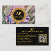 *~ Roze Iris QR AP10 Flowers Goud Visitekaartje (Voorkant / Achterkant)