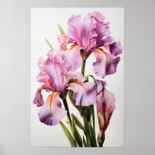 Roze Irissen Bloemenkunst Print Poster