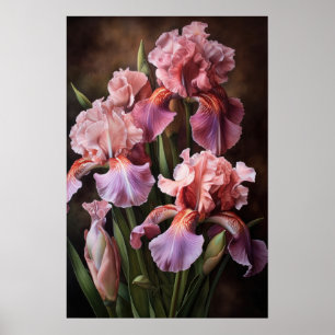 Roze Irissen Bloemenkunst Print Poster