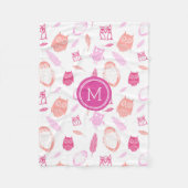 Roze is eigenaar van de feathers Pattern Monogram  Fleece Deken (Voorkant)
