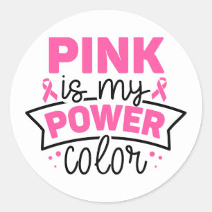 Roze Is Mijn Kracht Kleur Borstkanker Bewustzijn Ronde Sticker