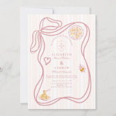 Roze Italiaans eten schets bruiloft Kaart (Voorkant)