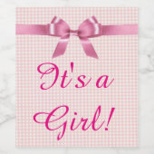 Roze "It's a Girl" Wijnflesetiketten Wijn Etiket (Enkel label)