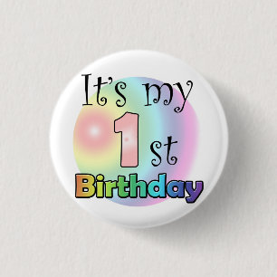 Roze It's my 1st Birthday Ronde Button 3,2 Cm