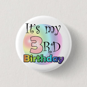 Roze It's my 3rd Birthday Ronde Button 3,2 Cm